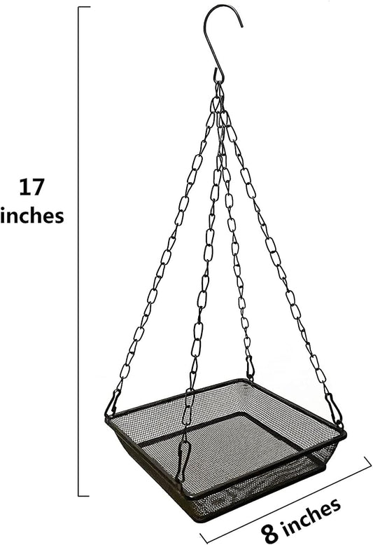 Hanging Bird Feeder Tray Platform Metal Mesh Seed Tray for Bird Feeding Outdoor Garden Decoration for Backyard Attracting Wildbirds