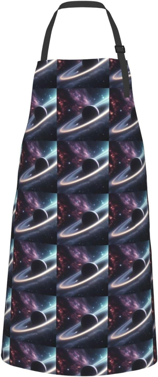 YANYU Space Planet Print 28x33 In Kitchen Apron Stylish Chef Apron with Pockets for Cooking Baking Painting