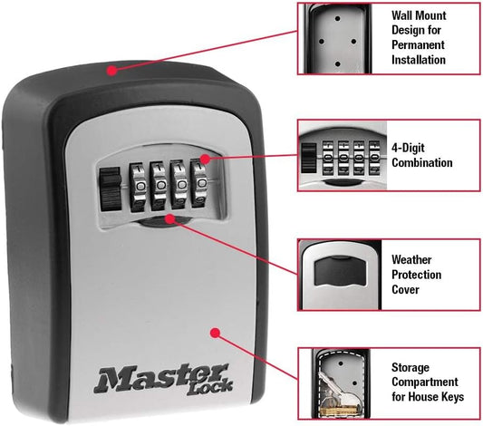 Master Lock Set Your Own combination Wall Mount Lock Box, 5 Key capaci