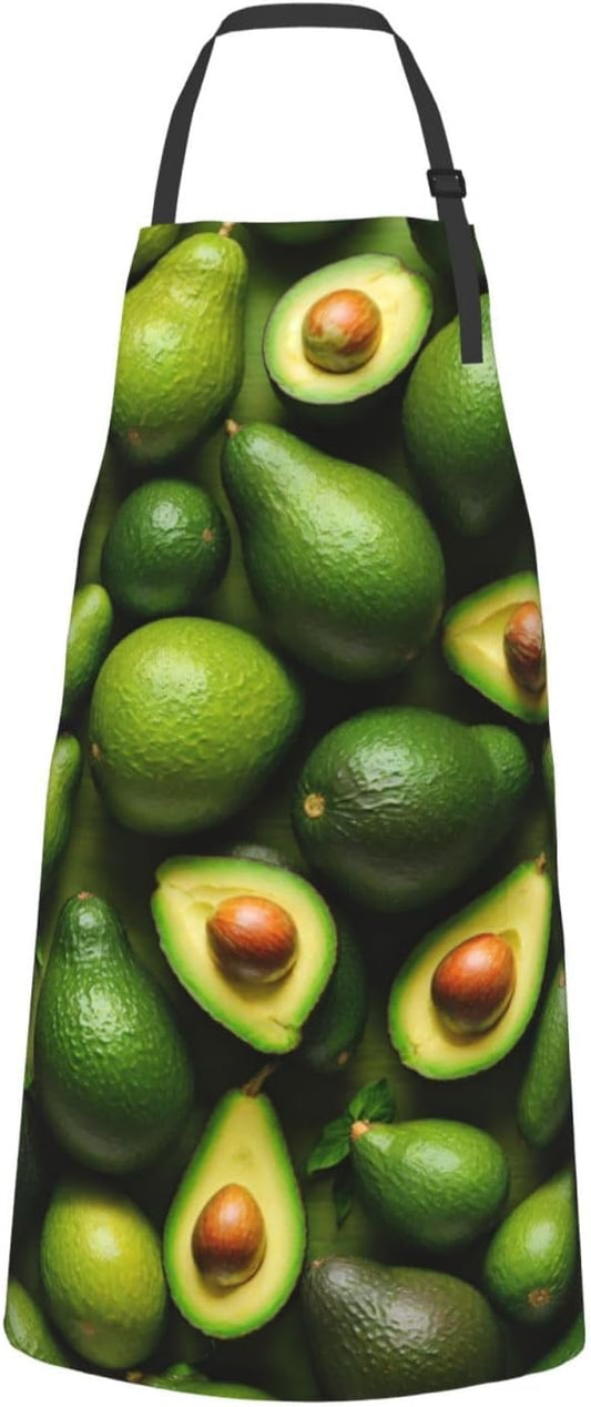 Avocado Pattern print Waterproof chef's apron with pocket apron for kitchen cooking baking barbecue and gardening