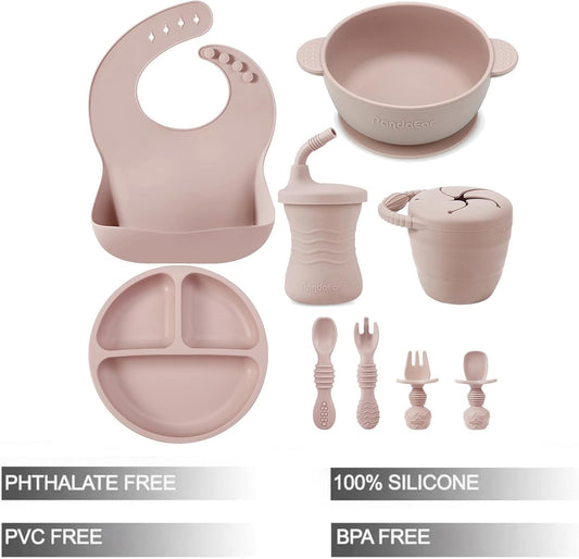 PandaEar Silicone Baby Feeding Set | 9PCS Baby Led Weaning Supplies Se