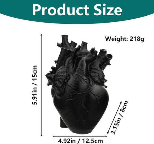 Heart Shaped Resin Vase - Anatomical Human Heart Flower Pot Planter, Nordic Modern Desktop Decor for Farmhouse Living Room, Bedroom, Valentine's Day Gift Home Decoration