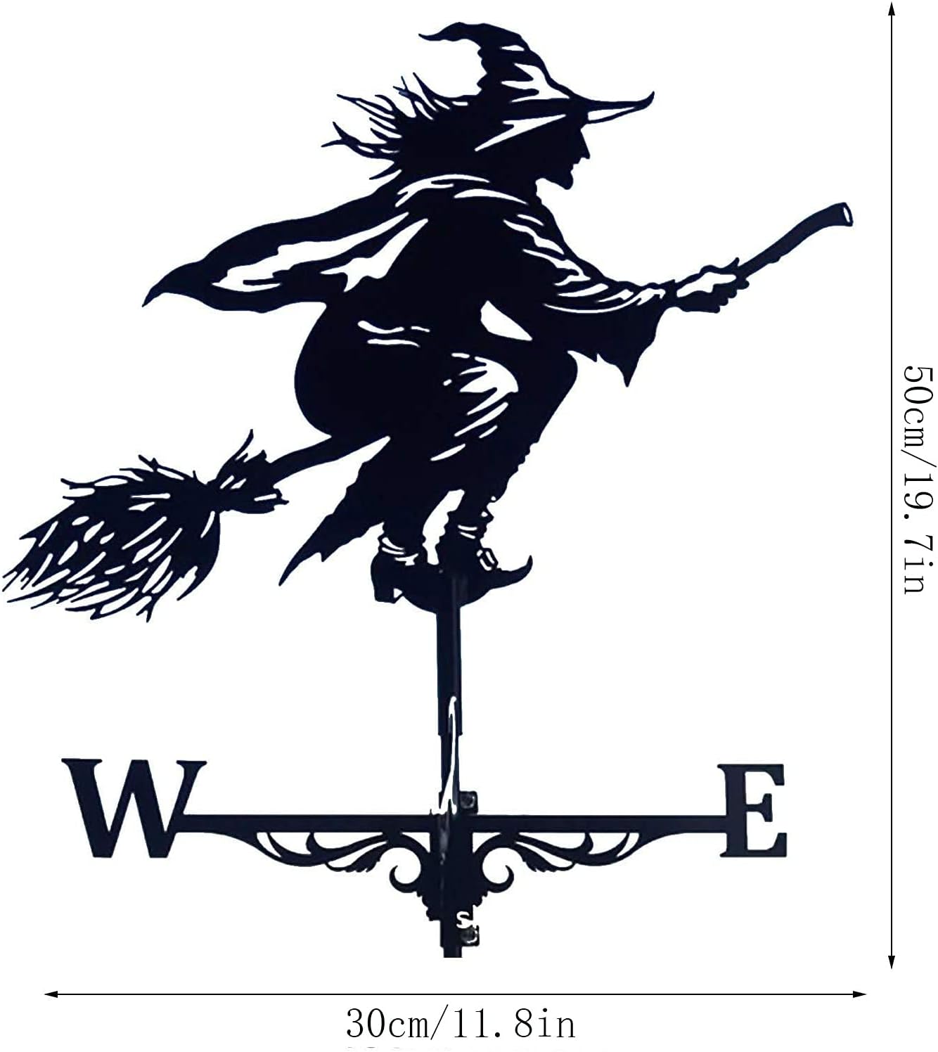 Alnicov Witch Metal Weathervane,Stainless Steel Weather Vane with Roof Mount Roof Garden Decorations for Outdoor Farm Yard Garden Gazebo