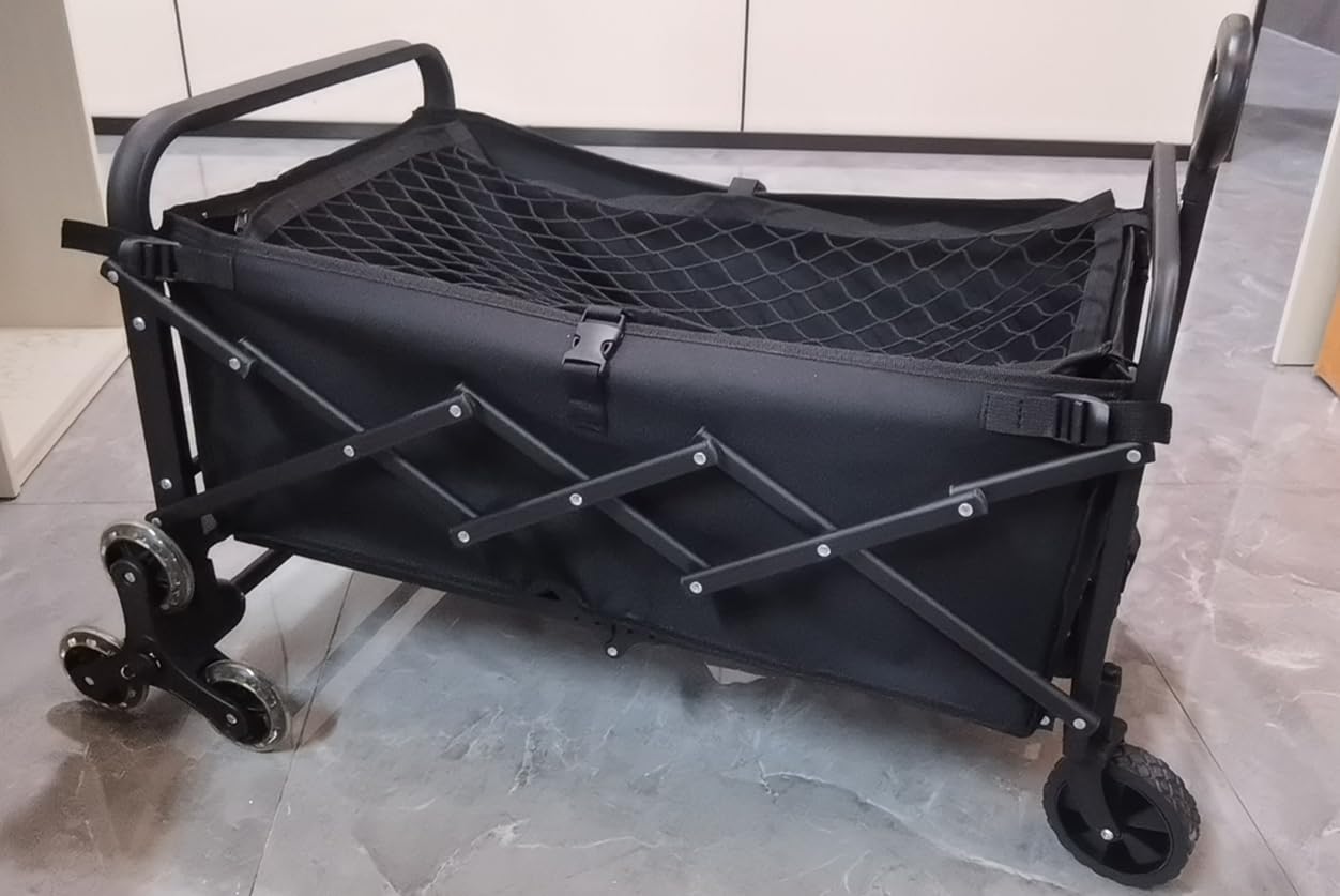 Collapsible Folding Wagon Heavy Duty,Foldable Utility Cart with Wheels,Large Capacity