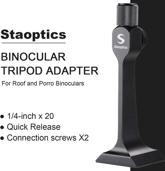 Binocular Tripod Adapter Quick Release with 38mm Mounting Base 1/4-20 Inch Thread Removable Accessories for 8x42 10x50 12x60 15x56 15x60 15x70 20x60 25x70 Roof and Porro Binoculars.