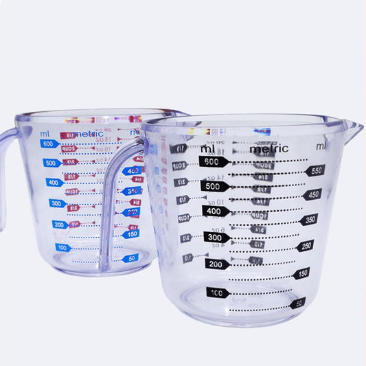 FEESHOW Plastic Measuring Cup with Handle, Pool Measuring Cup, Plastic Measure Pitcher for Lawn Care, Pet Food Blue Red One Size