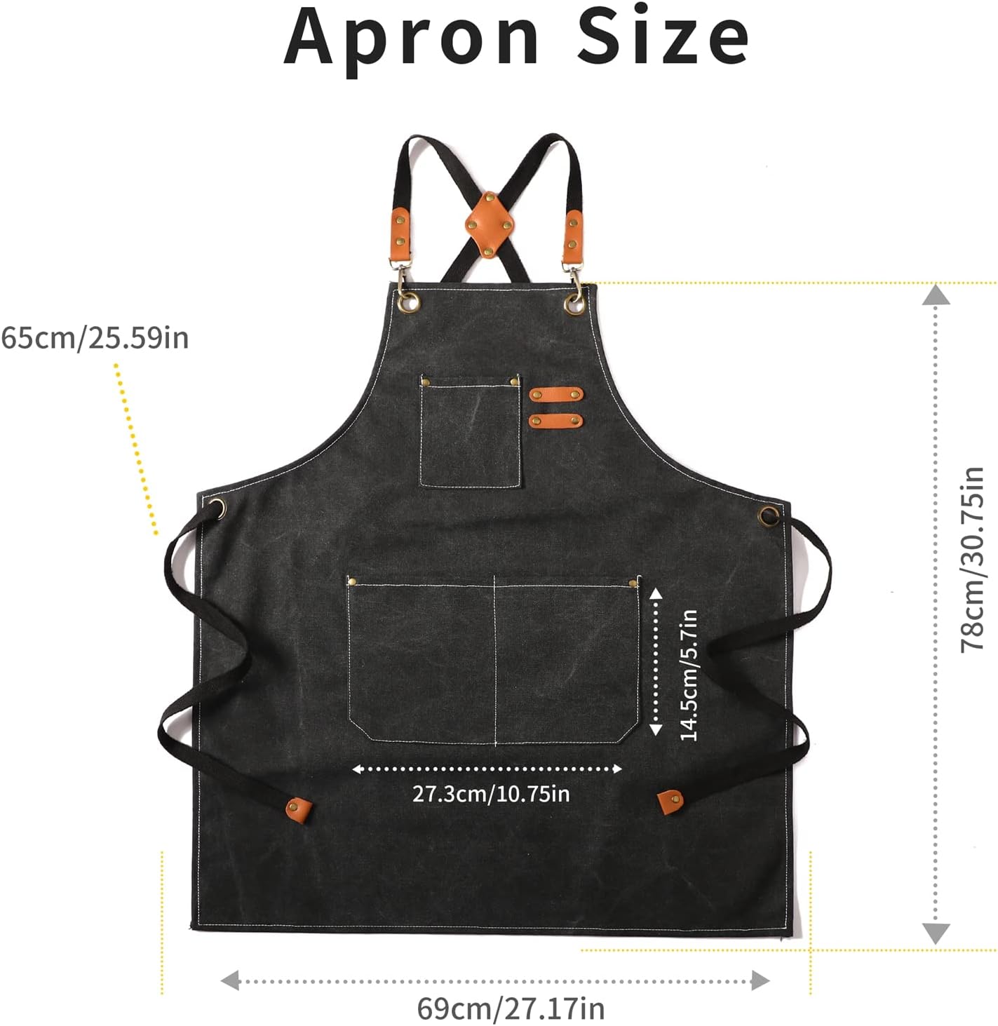 Tosewever Canvas Cross Back Chef Cotton Aprons for Men Women with Large Pockets