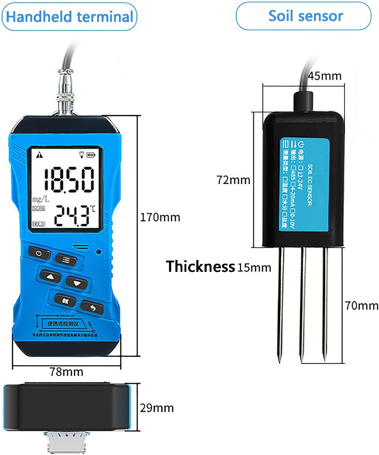 7-in-1 Soil Soil Test Meter,Temperature/Soil Moisture/PH Meter/Conductivity/NPK Tester,for Garden, Lawn, Plant Care, Farm and Indoor Outdoor Plants