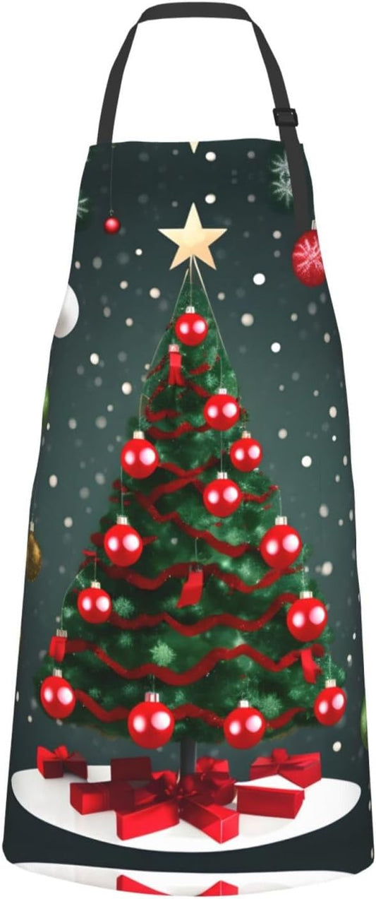 Christmas Tree and ball Print Laundry apron 28x33 In Waterproof Kitche