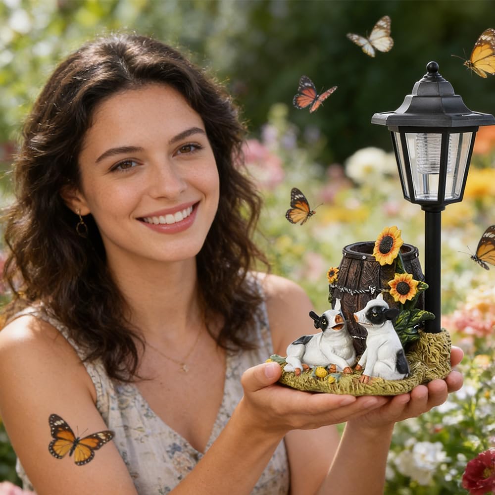 Solar Pigs Night Light Sculpture Outdoor Garden Street Decoration,Couple Pigs Decorations Lantern Sculptures for Patio Yard Lawn Walkway Ornaments Clearance Gifts for Mom Grandma Birthday