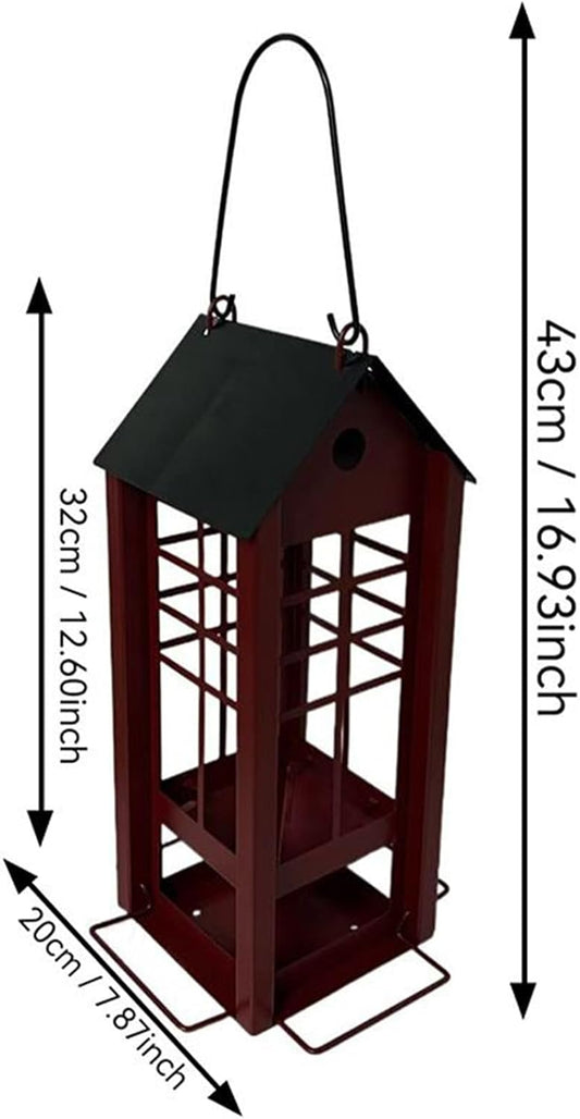Metal Wild Bird Feeders, Squirrel-Proof 43x32x20cm Feeding House for Hummingbirds, Finches, Sparrows, Perfect for Yard, Patio, Porch, Park, Balcony