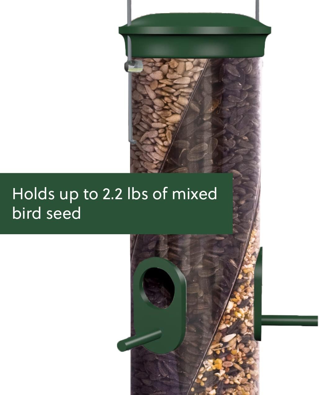 Gardman Peckish All Weather 3 Seed Twist Feeder, Green, 18.75" H (60053042)