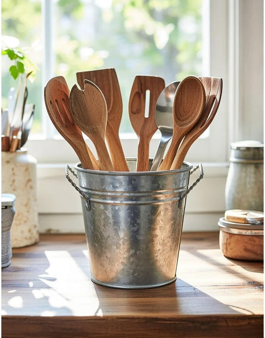Hosley 3 Pack of Galvanized Planters 5" Dia x 4.5" H Durable Metal Plant Pots for Floral Arrangements Indoor and Outdoor Gardening with Vintage-Inspired Charm Rustic