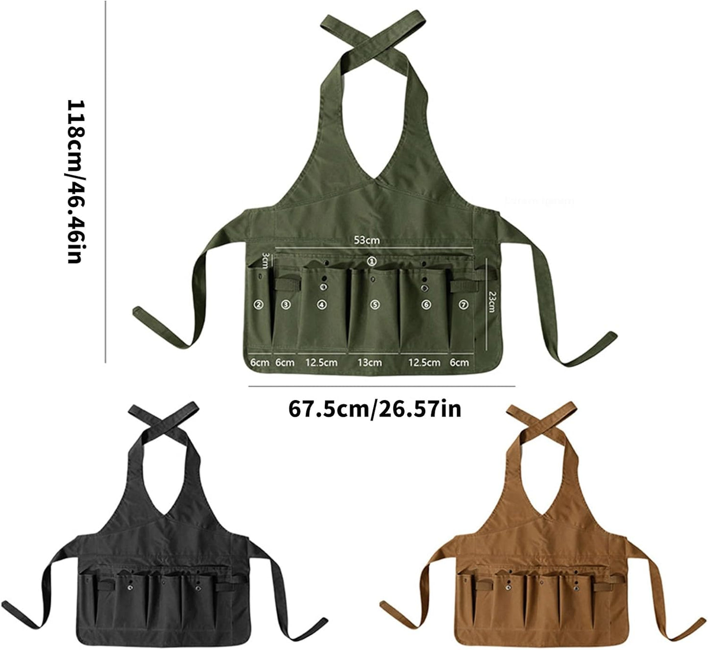 Ergonomic Gardening Work Apron Heavy Duty Multiple Pockets Adjustable Strap for Garden Farm Orchards Planting Farming Lightweight Garden Apron