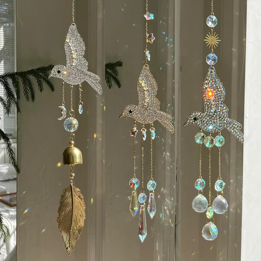 Rhinestones Hummingbirds Crystal Suncatcher Indoor Window Hanging Sparkling Bird Prism Sun Catchers