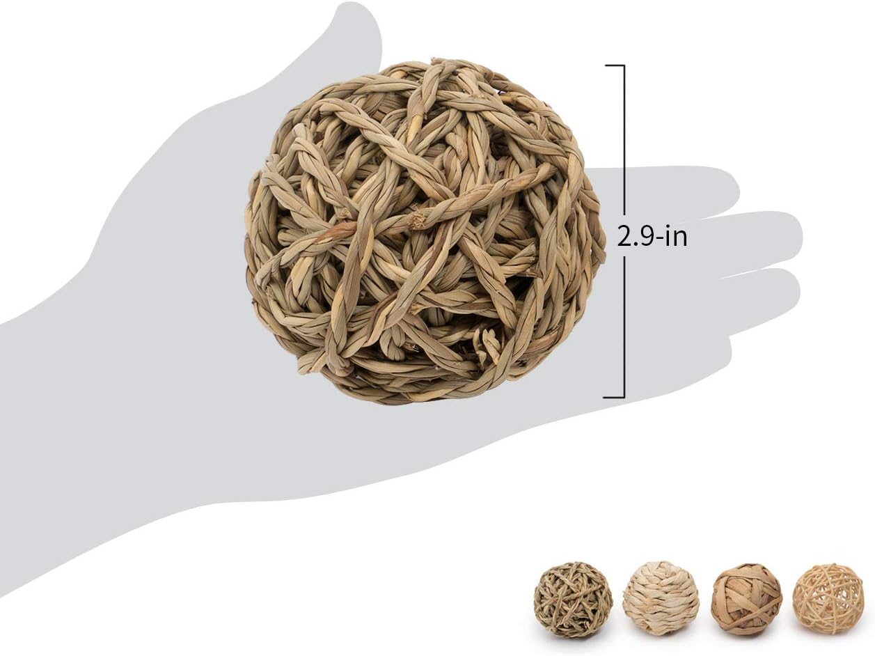 Niteangel Natural Chew Activity Toys Fun Safe Hay Grass Pet Balls for