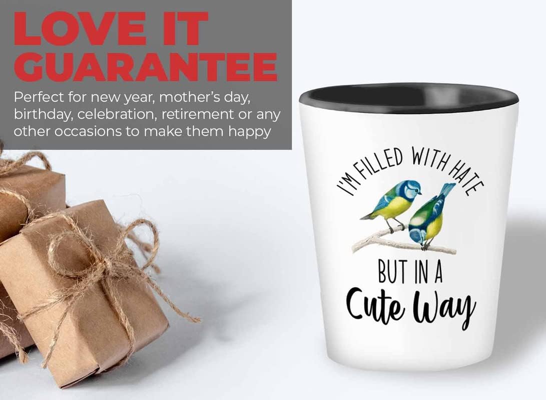 Bird Lover Shot Glass 1.5oz - Hate cute way - Hummingbird Nest Cage Parrot Dad Gardening Outdoor Birdwatcher Feeder