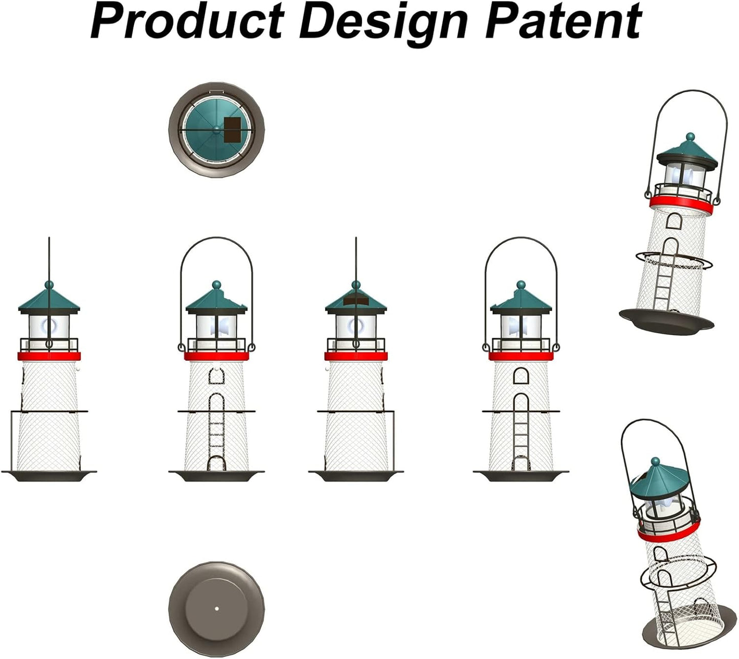 Solar Lighthouse Bird Feeder with Rotating Beacon - 14" Hanging Best Birdfeeder Gifts for Bird Lovers(Space Blue)