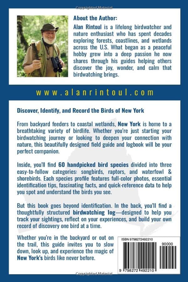 Birds of New York Field Guide and Logbook: An Essential Birdwatching Guide with Identification Tips for 60 Common Bird Species in New York