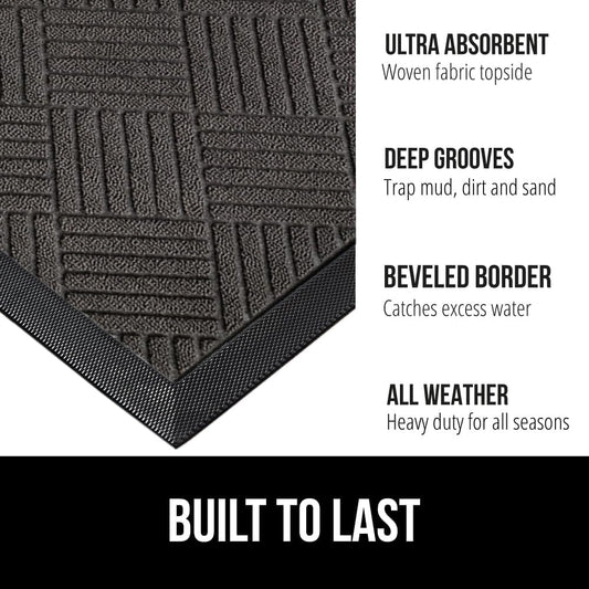 GORILLA GRIP 100% Waterproof All-Season WeatherMAX Doormat US Designed