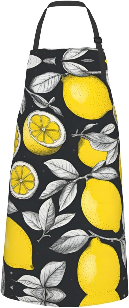 Lemon Fruit Pattern print Waterproof chef's apron with pocket apron fo