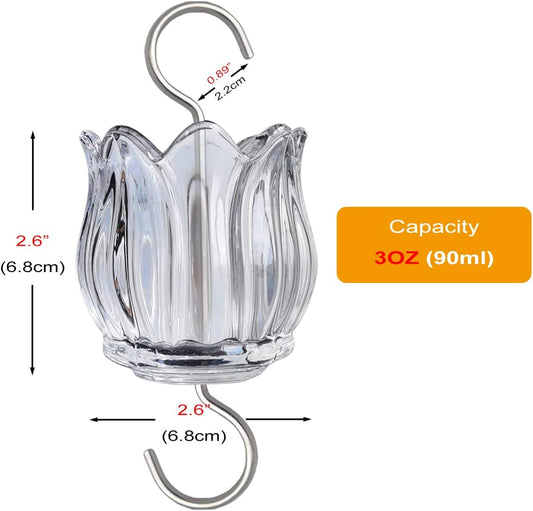 Glass Ant Moat for Hummingbird Feeder - 3 OZ Tulip Insect Guard with Large Capacity (Golden)