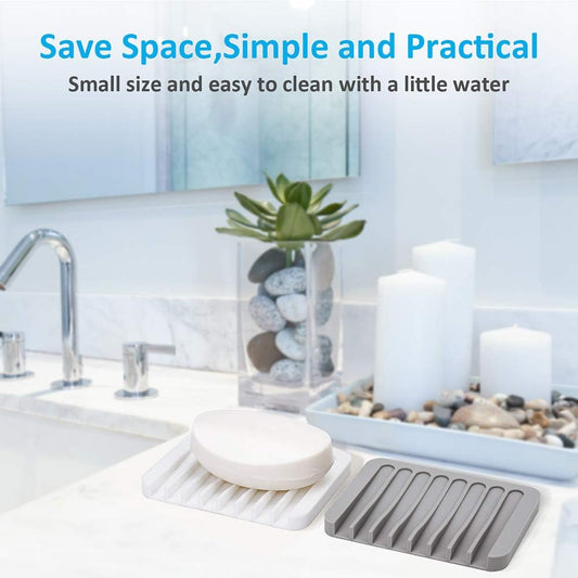 Mcyye Self Draining Soap Dishes, Premium Silicone Soap Holder & Saver for Shower, Bathroom, Kitchen, Bath Tub, Razor, Sponges, Drains Water Very Well, Can Extend Soap Life, Easy Clean