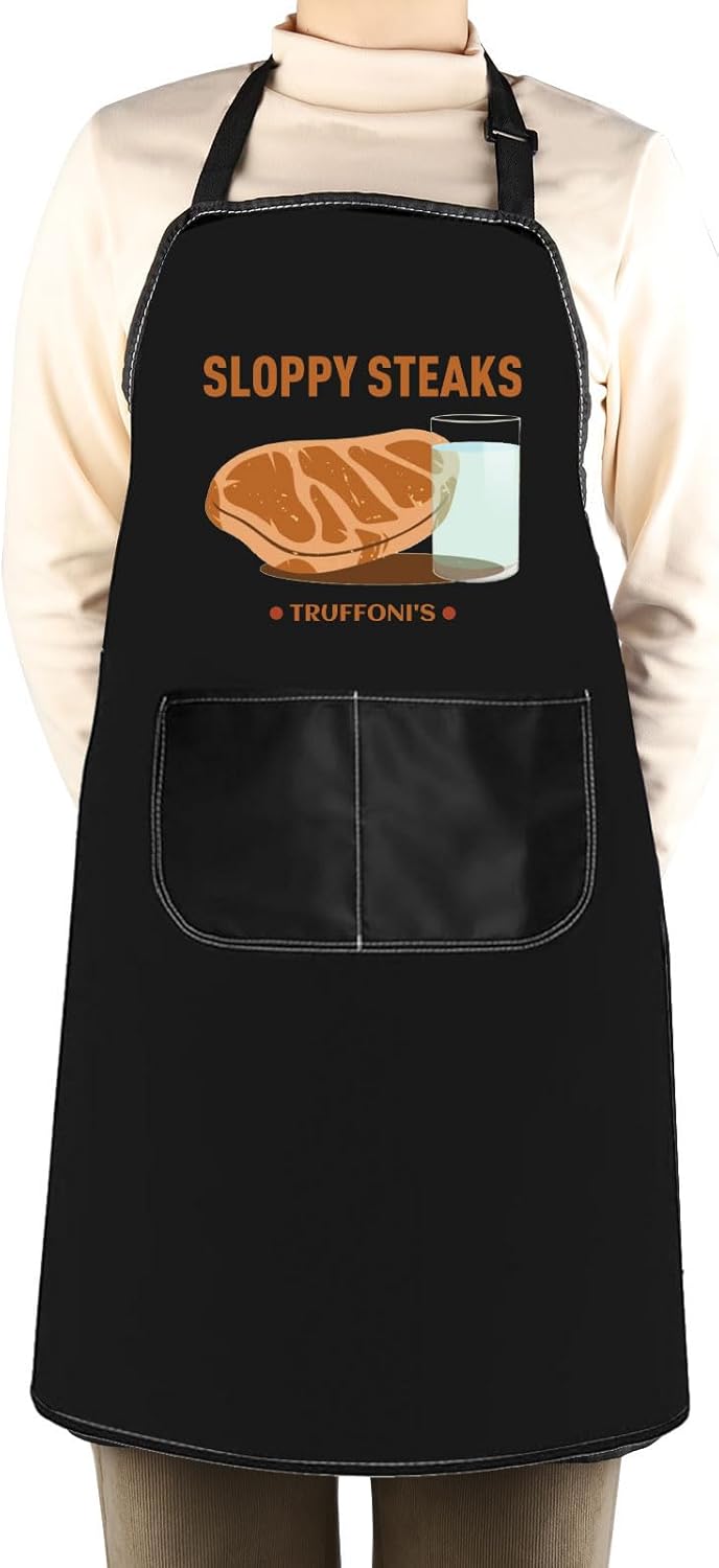 WCGXKO TV Show Inspired Kitchen Apron Sloppy Steaks Gift Truffoni’s Steacks ITYSL Fans Gift for TV Show Fans