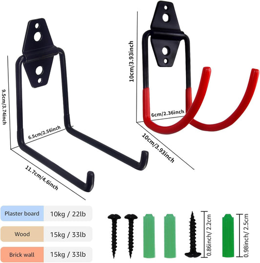 Chainsaw Holder Wall Mount, Garden Power Tool Hanger, Weedeater Rack, String Trimmer Hanger, Utility Hooks for Garage Tool Organizers and Chain Saw Storage 4Pcs