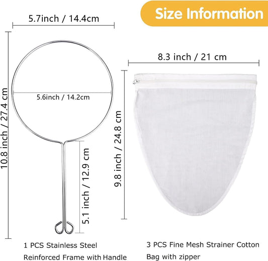 WMKGG Ultra Fine Mesh Strainer Bags, Reusable Mesh Filter Bags with St