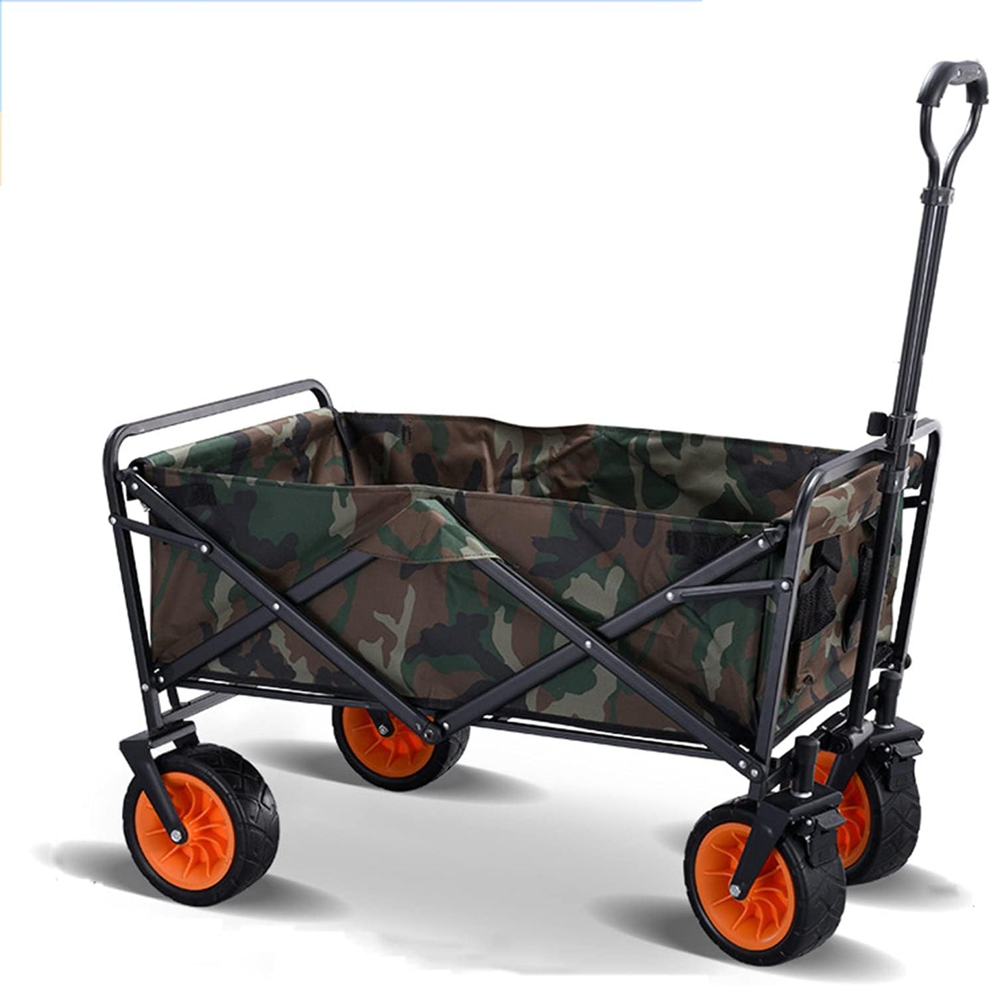 Portable Camping Cart,Folding Utility Beach Wagon, Garden Trolley Cart with Telescoping Handle, 220 Lbs Capacity Picnic Camping Cart for Shopping Camping Garden Beach
