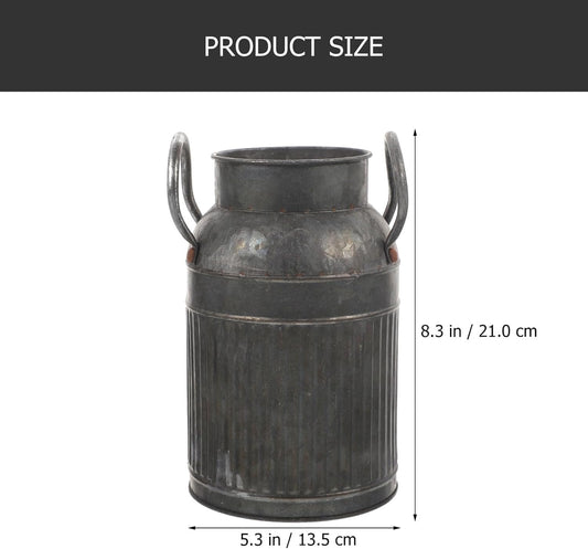 Vintage Metal Flower Bucket Planter, Rustic Decorative Floral Vase for
