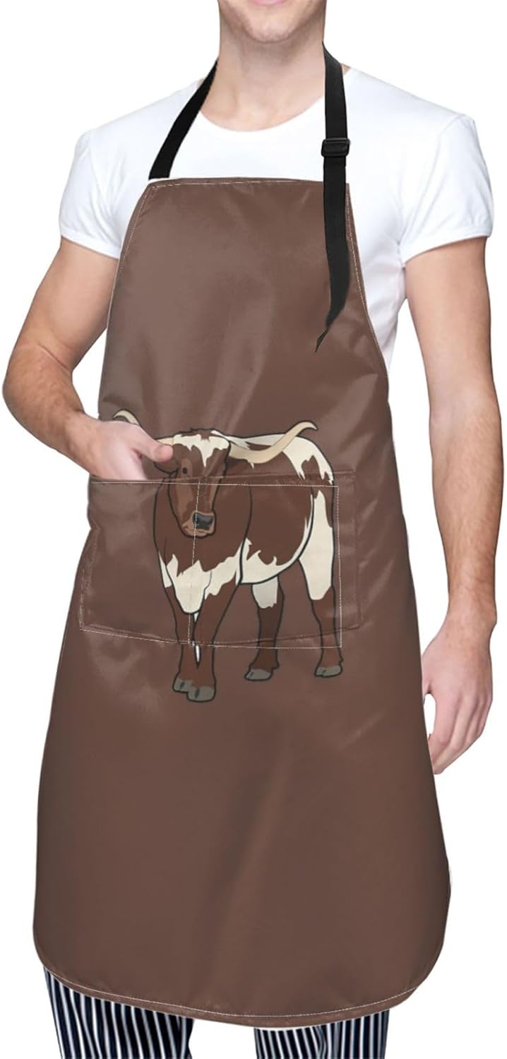 Animal cow print Waterproof apron with pocket adjustable cooking apron for adult kitchen bibs to bake