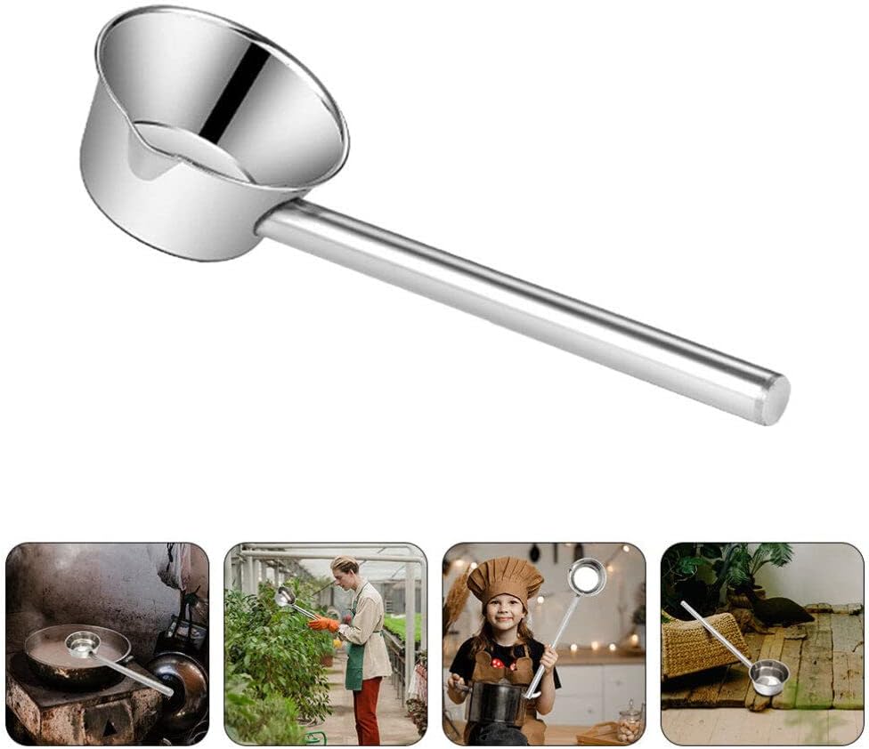 Hemoton Stainless Steel Water Dipper with Extra Long Handle 17.7 Inch Ladle for Kitchen Soup Serving Bath and Garden Watering with Pour Spout