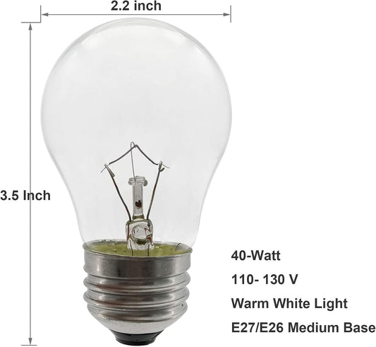 Oven Light Bulb 40 Watt Appliance Light Bulb, High Temperature 300 Degree Resistant Appliance Bulb for Oven, Stove, Refrigerator, Microwave E26 Medium Base, A15 2-Pack