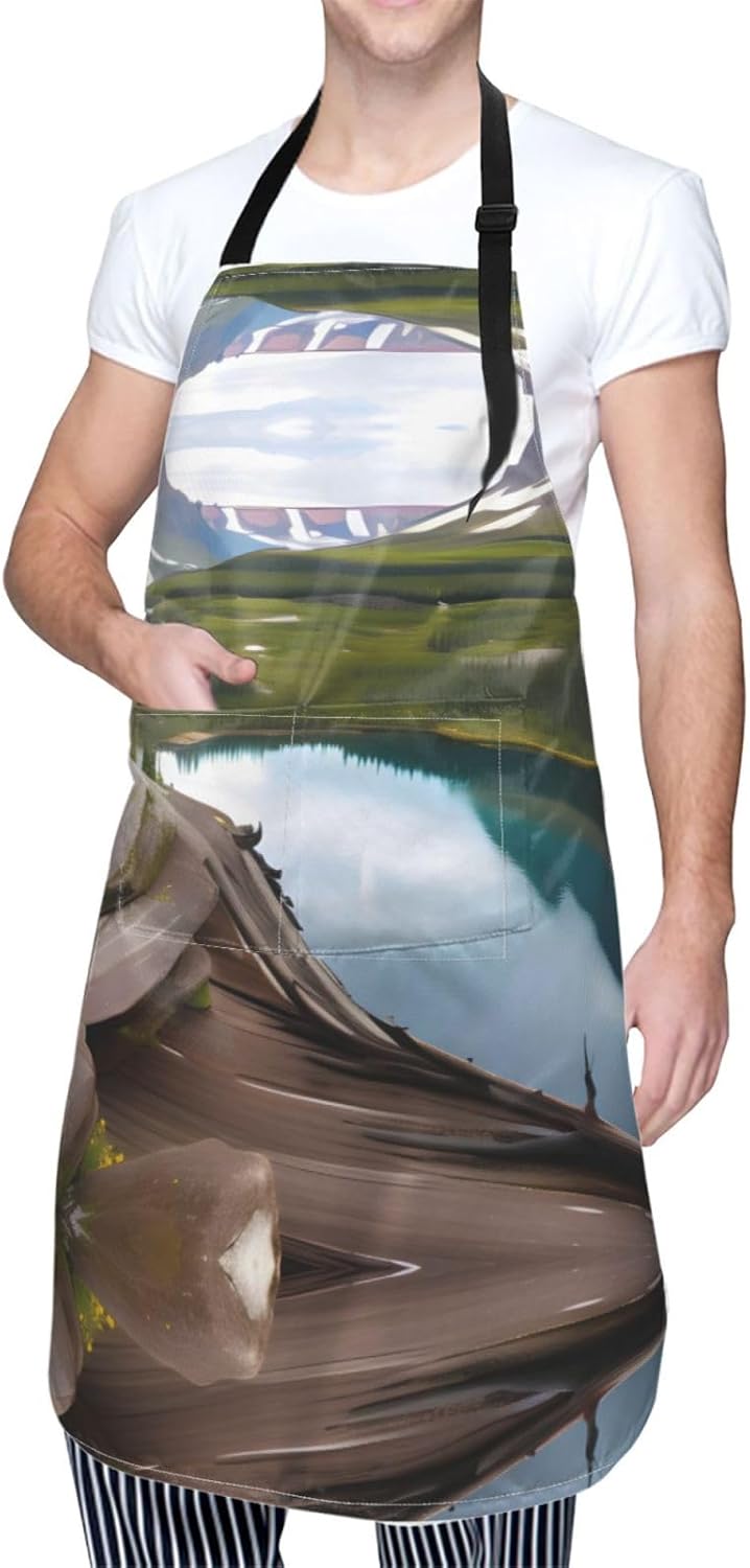 Glacier National Park Print Laundry apron 28x33 In Waterproof Kitchen Apron with Pockets for Cooking Baking