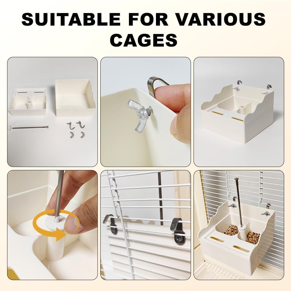 No Mess Bird Feeder for Cage with Vegetable and Fruit Holder, Automatic Parrot Feeder Cage Accessories, Food Bowls for Small Parrots Canary Parakeet Budgies Conure Cockatiel Lovebird