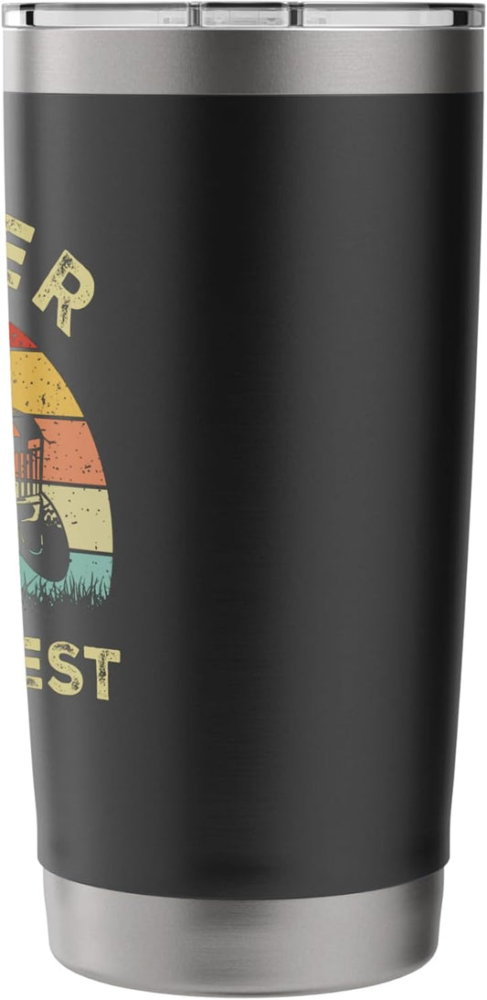 Father Mows Best Vintage Lawnmower Lawn Mowing Gardener Dad Stainless Steel Insulated Tumbler