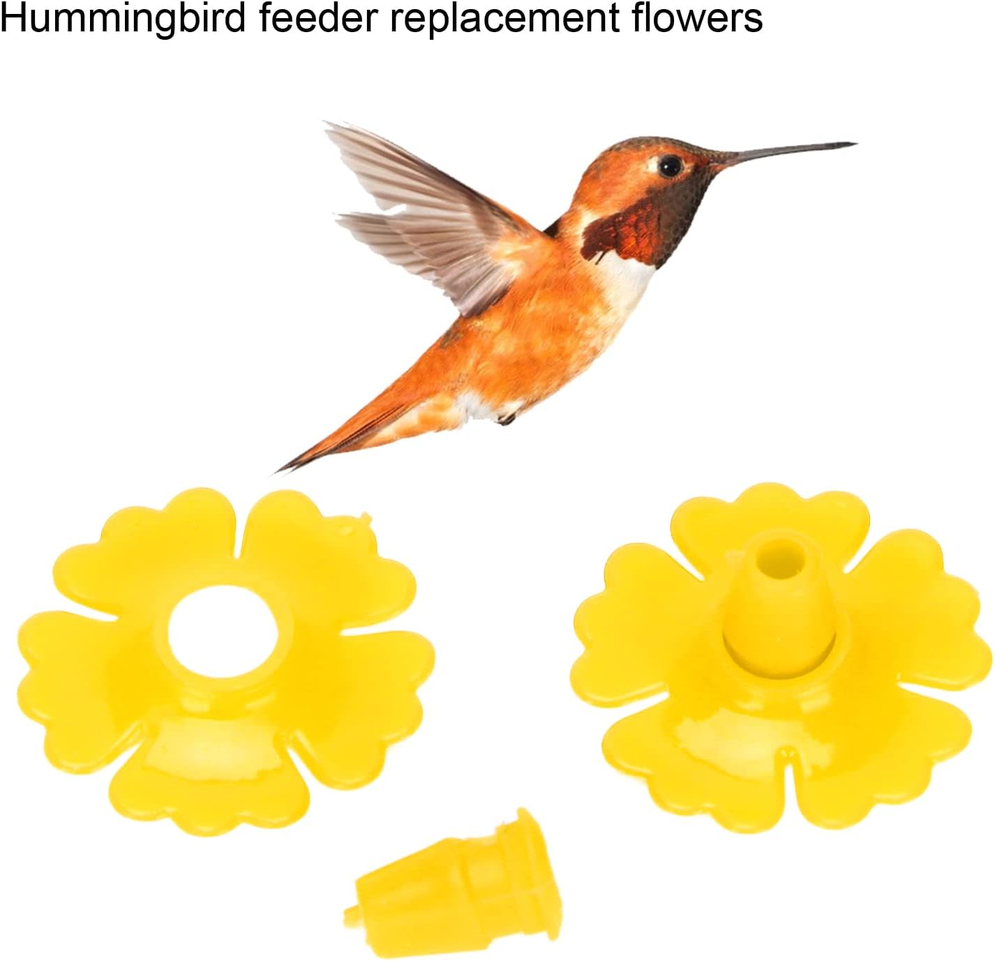 Hummingbird Feeder Replacement Flowers, 30 Pcs Hummingbird Feeder Parts, Hanging Bird Feeding Ports Replacement, Outdoors Supplies (Yellow)