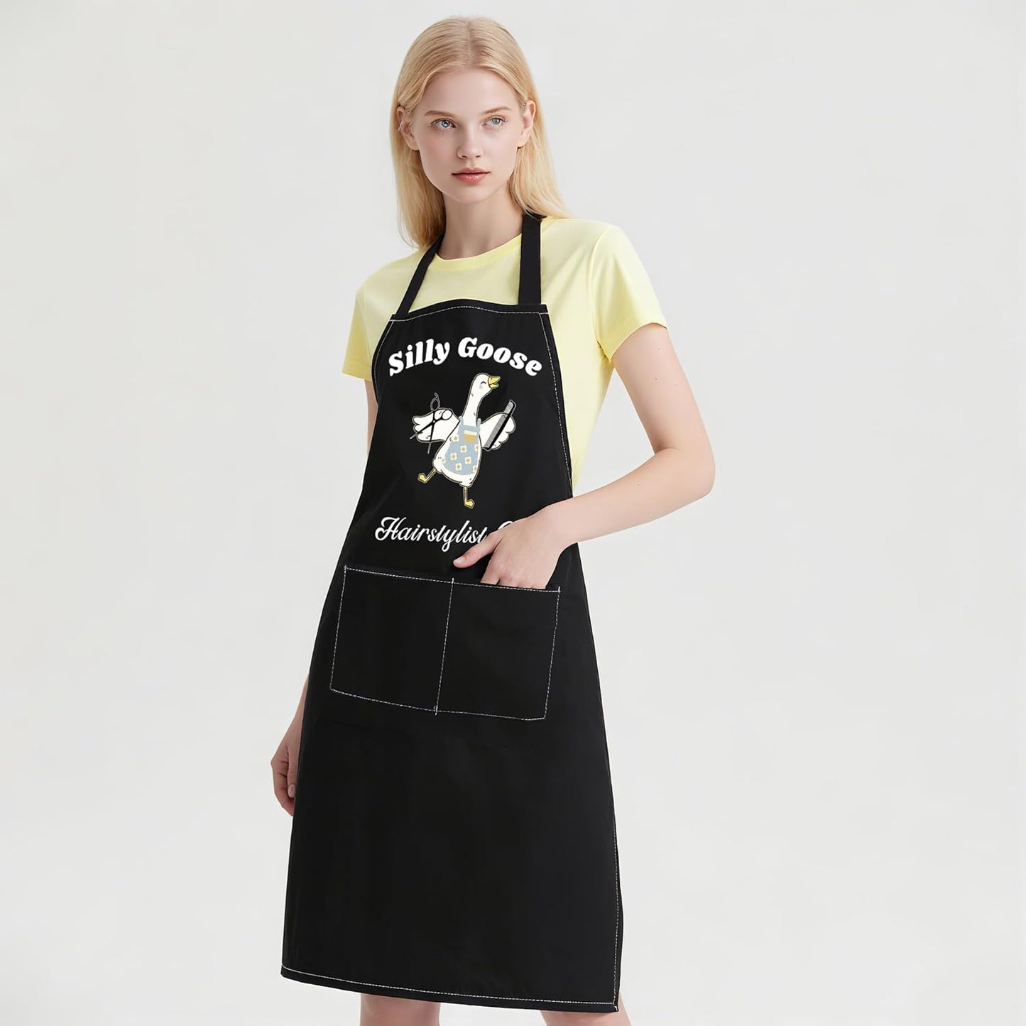WCGXKO Silly Goose Hairstylist Club Kitchen Apron Cosmetology Student Hairdresser Gift Thank You Gift for Hairstylist
