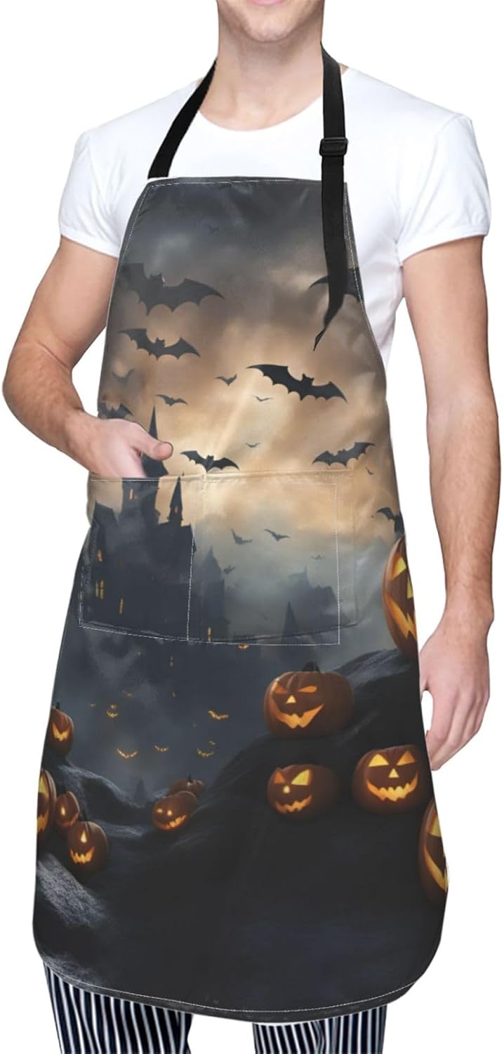 Halloween Flying Bats 3 print Waterproof chef's apron with pocket apro