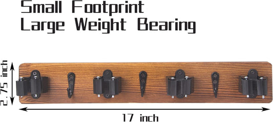 Mop and Broom Holder Wall Mount Solid Wood Broom Rack Wall Mount 4 Positions 3 Hooks for Home, Kitchen, Garden, Tools, Garage Organizing, Cleaning Supplies Organizer Indoor Outdoor