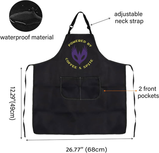 WCGXKO Powered by Coffee & Spite Kitchen Apron Dragon Video Game Gift for Dragon Lovers