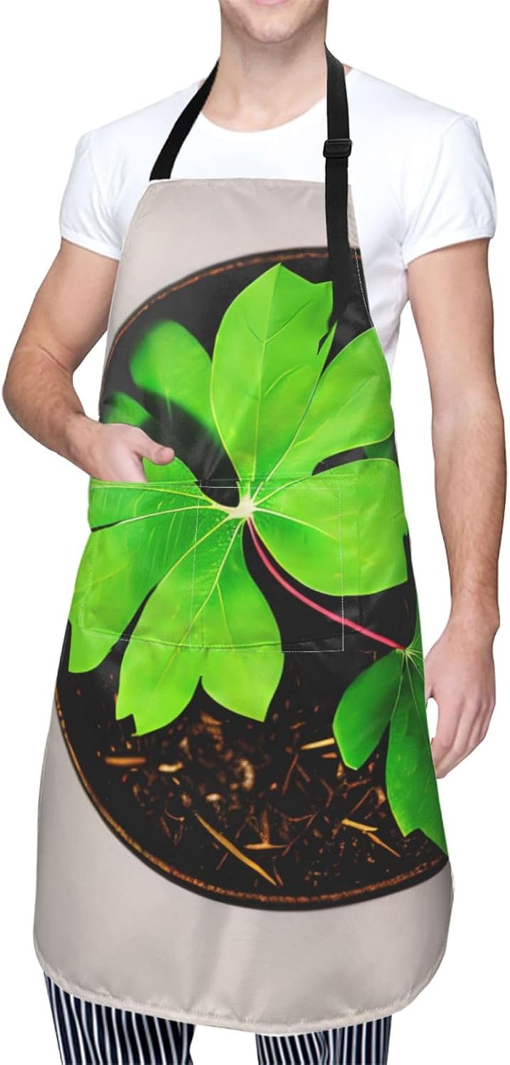 St Patricks Day Leaves print Waterproof chef's apron with pocket apron