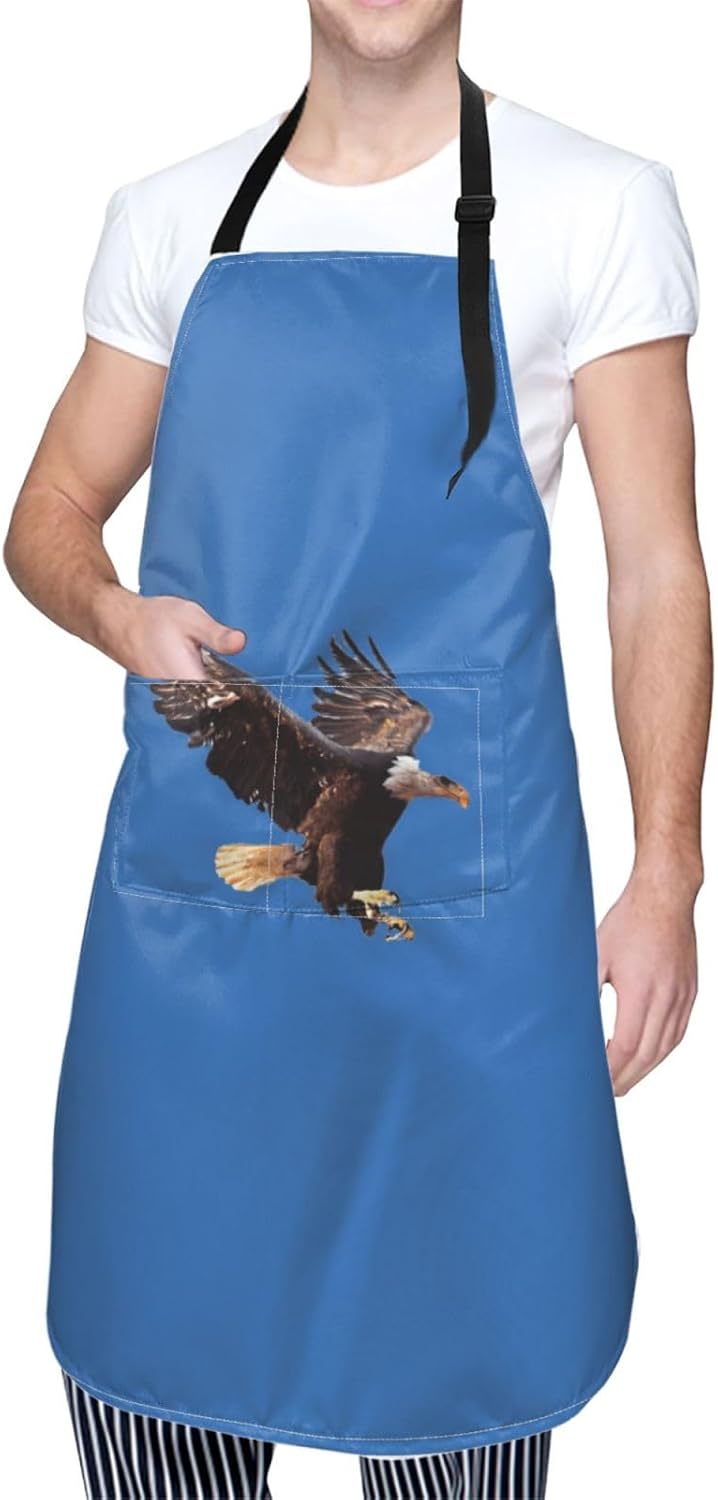 eagle print Waterproof apron with pocket adjustable cooking apron for adult kitchen bibs to bake