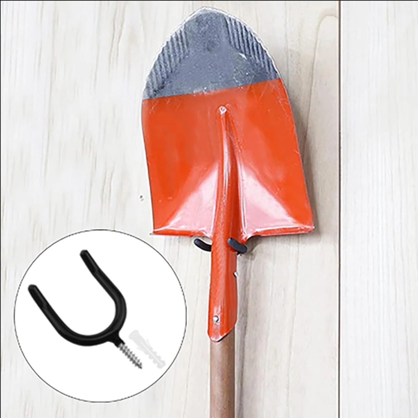 Two U-Shaped Shovel Hooks Each in Black and red, a Screw-in Heavy-Duty Tool Rack, Suitable for Hanging Garage, Garden and Courtyard Tools 4pcs