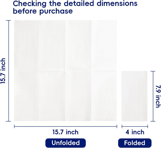 JOLLY CHEF 200 Pack Disposable Paper Napkins, Soft Bathroom Napkins for Guests, 2-Ply White Paper Hand Towels for Halloween, Wedding, Thanksgiving
