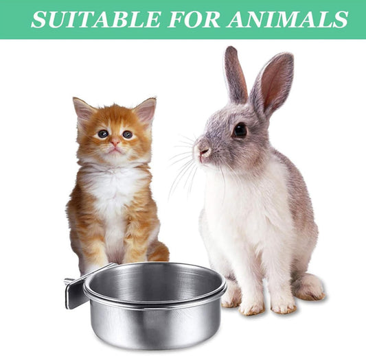 Bird Feeder Bowls for Cage Stainless Steel Dish Parrot Food Bowl Feeding Cup Clamp Holder for Small Pets 2pcs Bird Feeding Dish Parrot Removable Stainless Steel Bowl Clamp Holder Birds Food Dish
