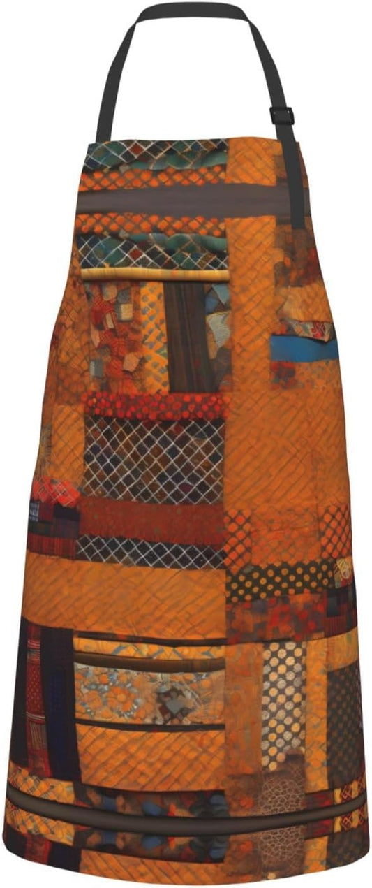 African Textile Patchwork Print Laundry apron 28x33 In Waterproof Kitc