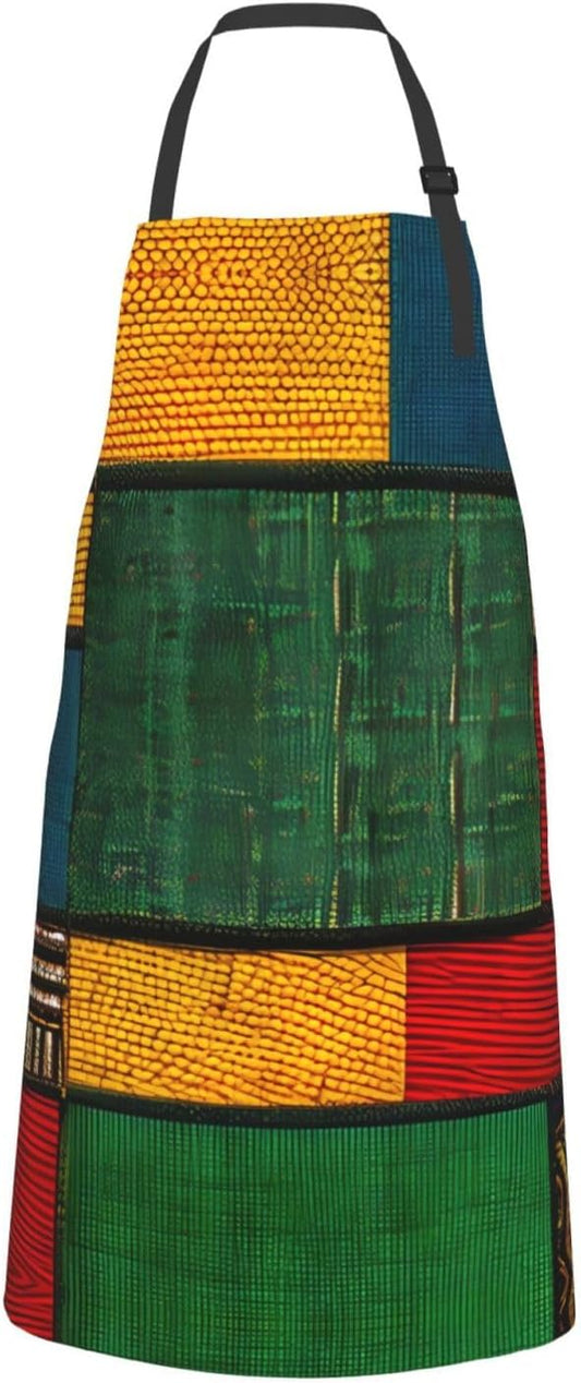 African Style Patchwork print Waterproof chef's apron with pocket apron for kitchen cooking baking barbecue and gardening